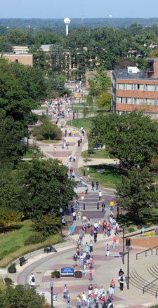Campus view looking north from top of library